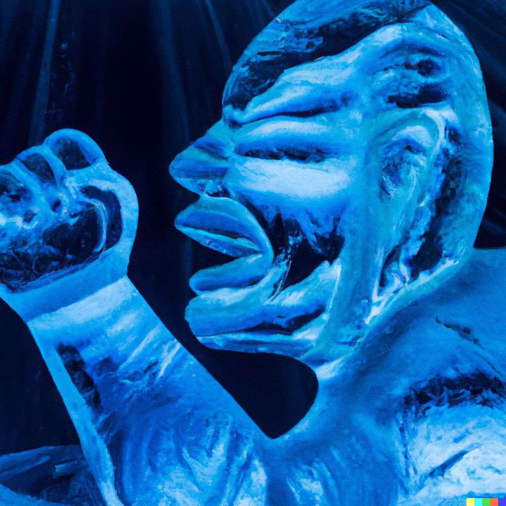 a representation of anxiety, ice sculpture